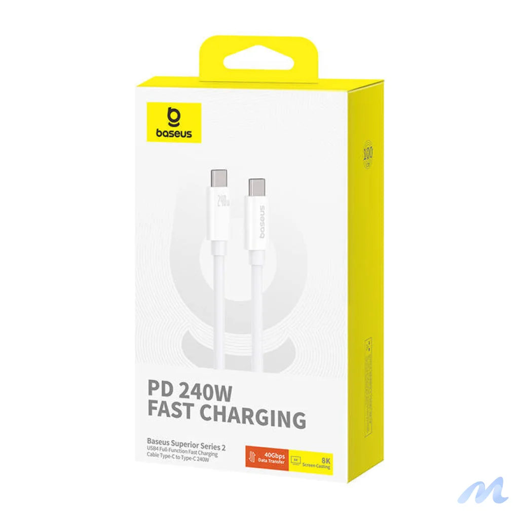 Kabel USB-C do USB-C Baseus Superior USB4, 240W, 1m (biały)