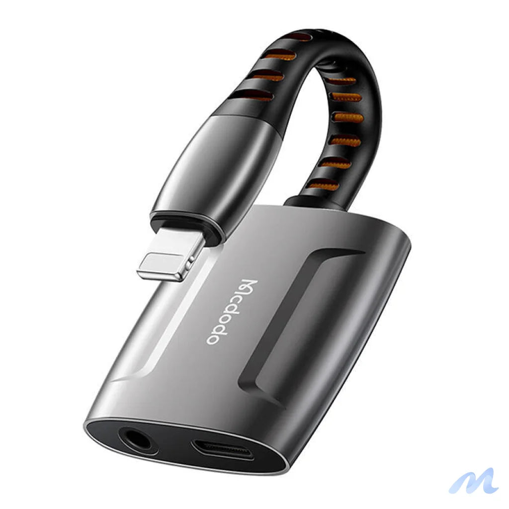 Lightning to Lightning + AUX 3.5mm mini jack adapter, Mcdodo CA-6340 (black)