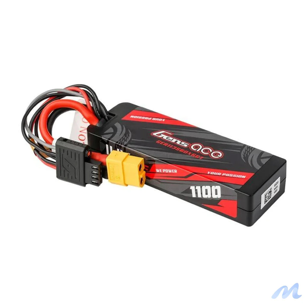 Lipo Gens ace G-Tech 1100mAh 11.1V 3S1P 60C GRP-76 Hardcase Battery with XT60 Plug