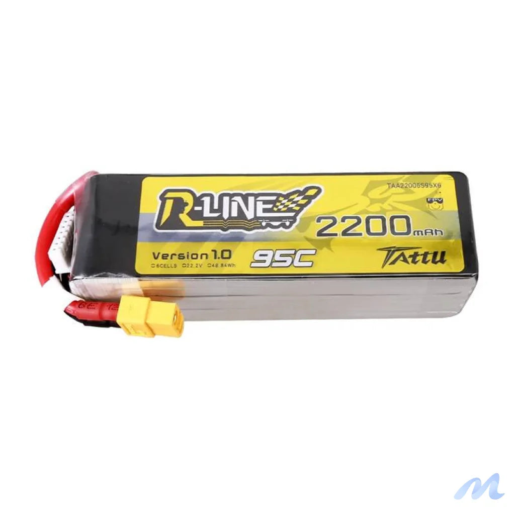Lipo Tattu R-Line 22.2V 2200mAh 6S 95C battery with XT60 connector