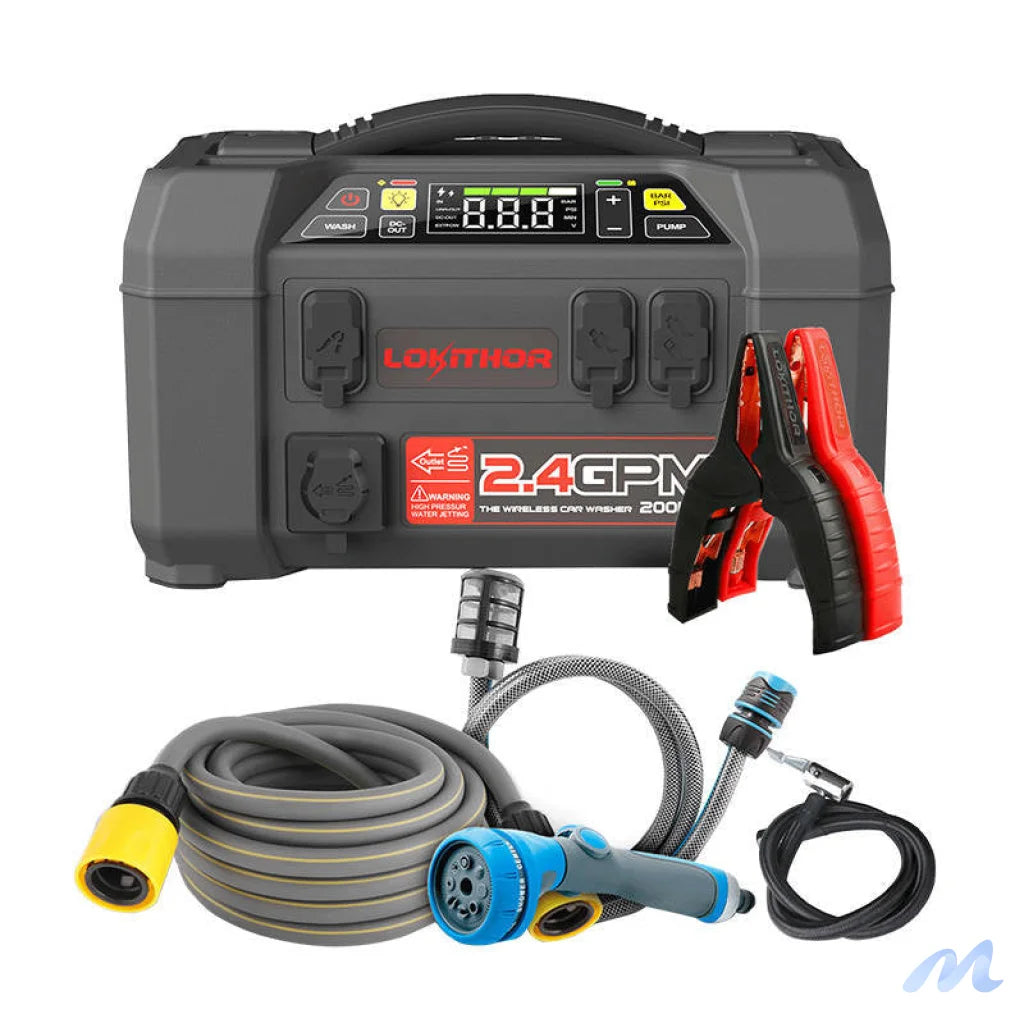 Lokithor AW401 Jump Starter / Booster 2500A + Powerbank 20000mAh + Compressor + Flash Light + Power Wash 5-in-1 Device