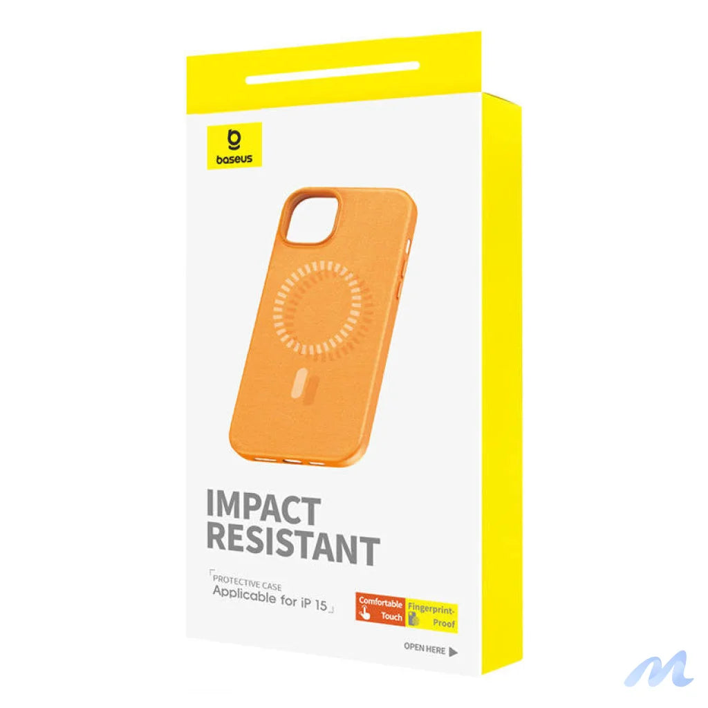 Magnetic Phone Case for iPhone 15 Baseus Fauxther Series (Orange)