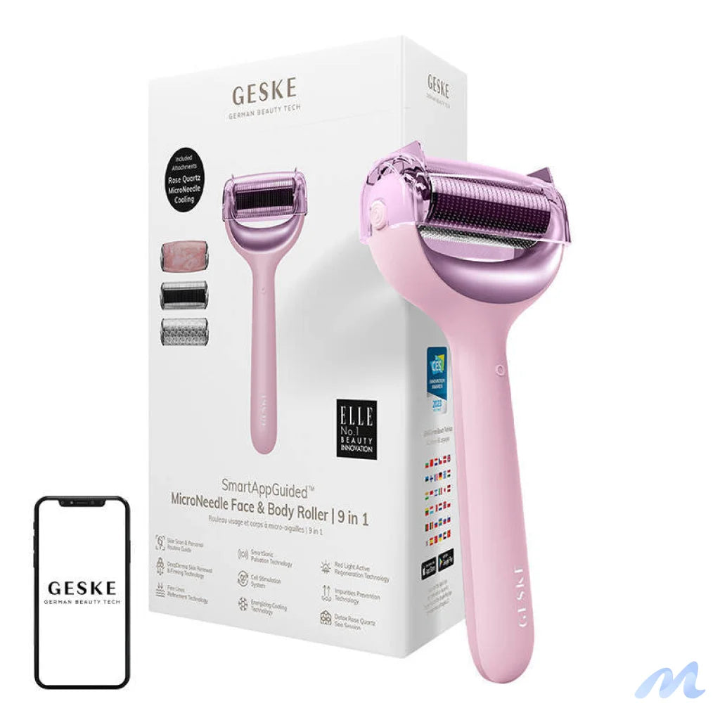 MicroNeedle Face&Body Roller 9in1 Geske with APP (pink)