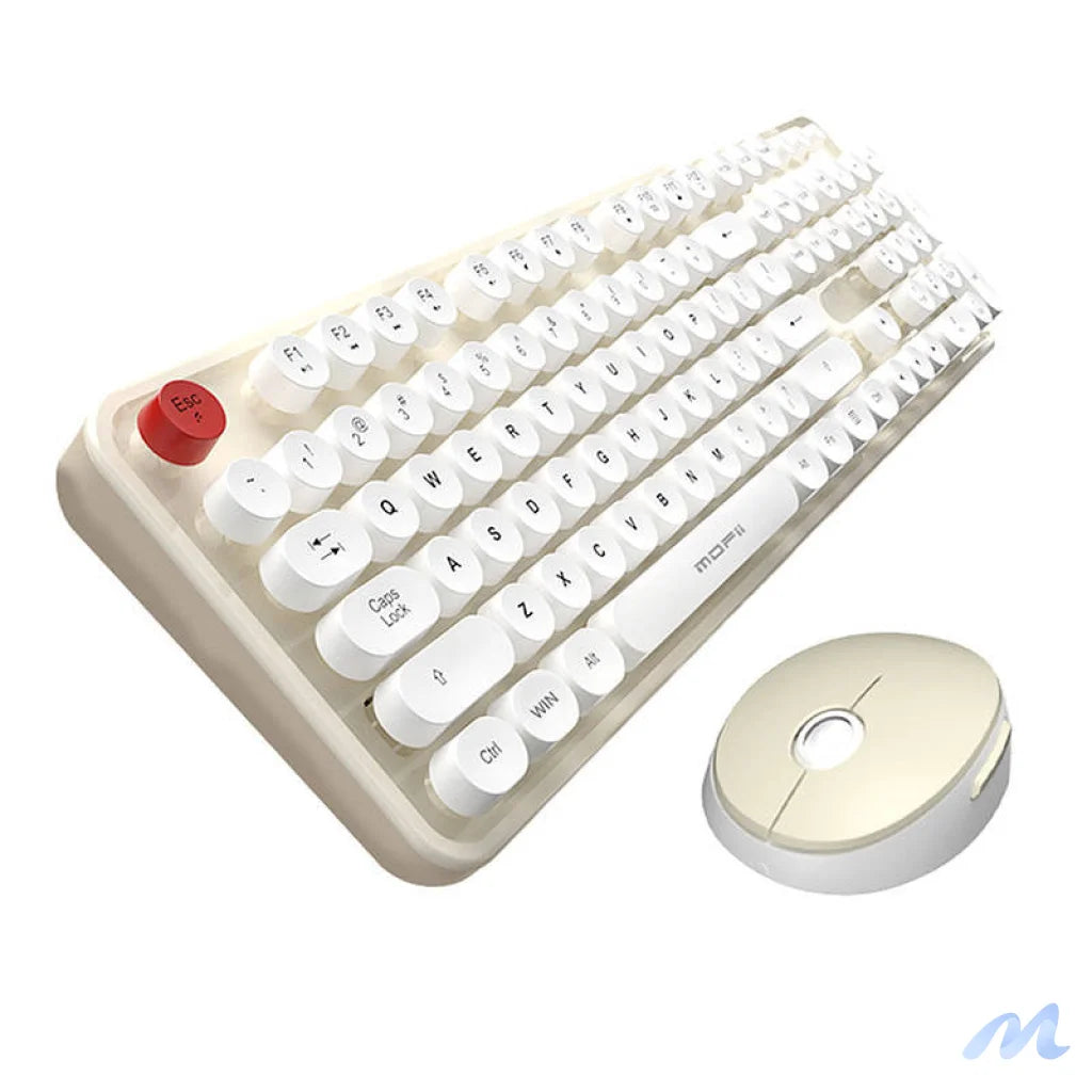 MOFII Sweet 2.4G Wireless Keyboard + Mouse Set (White and Beige)