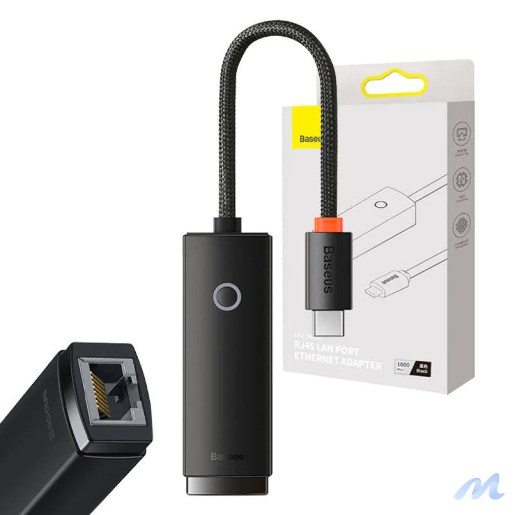 Network adapter Baseus Lite Series USB-C to RJ45 (black)
