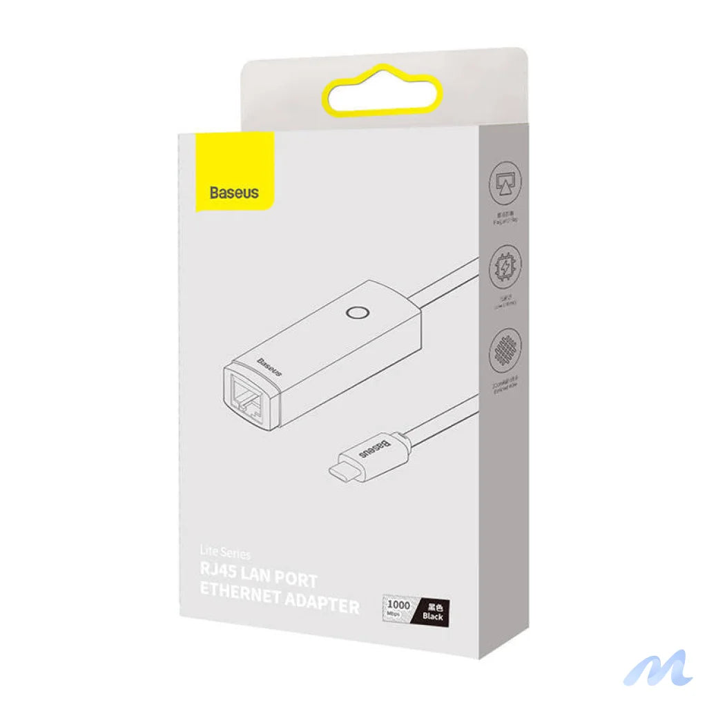 Network adapter Baseus Lite Series USB-C to RJ45 (black)