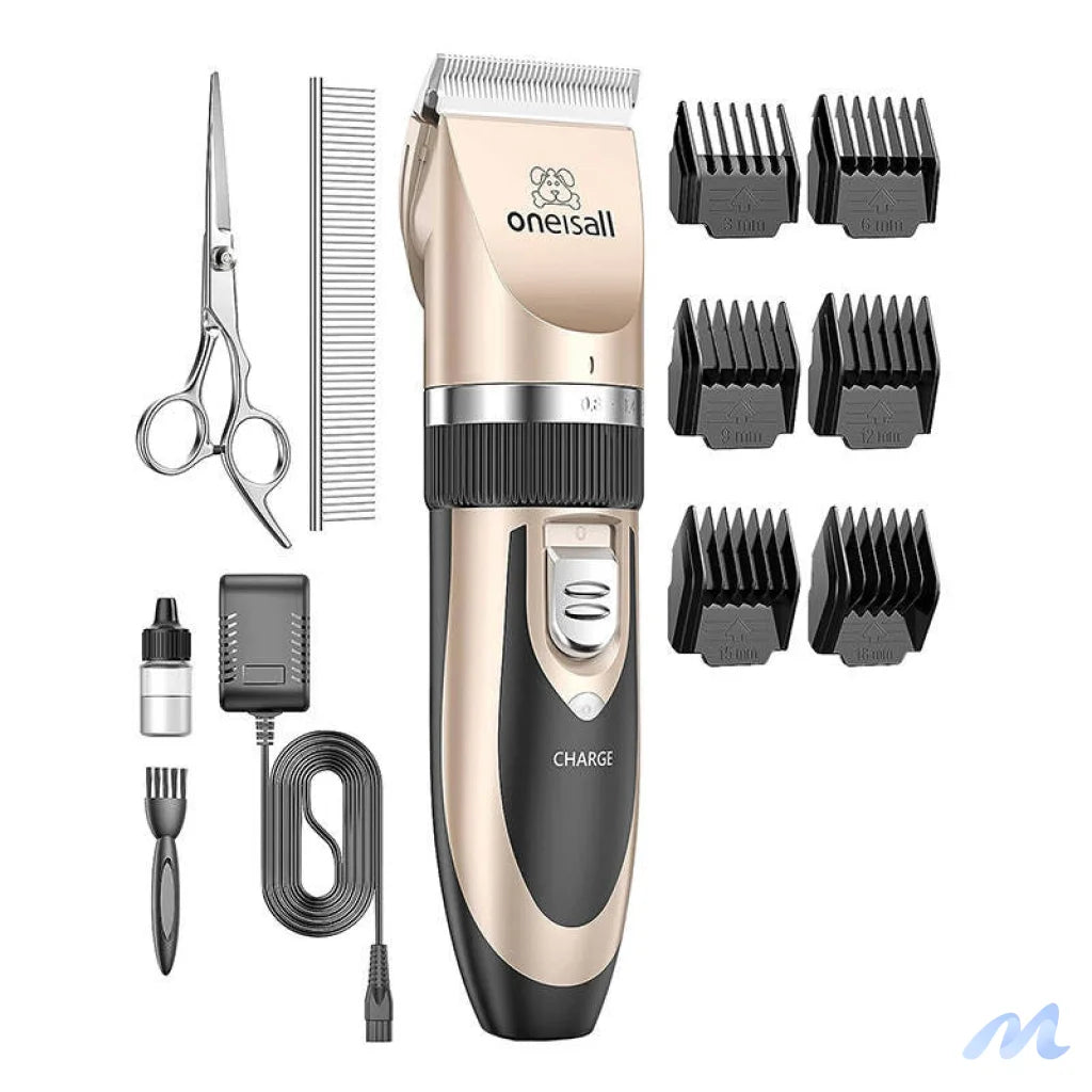 Oneisall P2 Pet Trimmer / Clippers + Scissors + Comb Set (Gold)