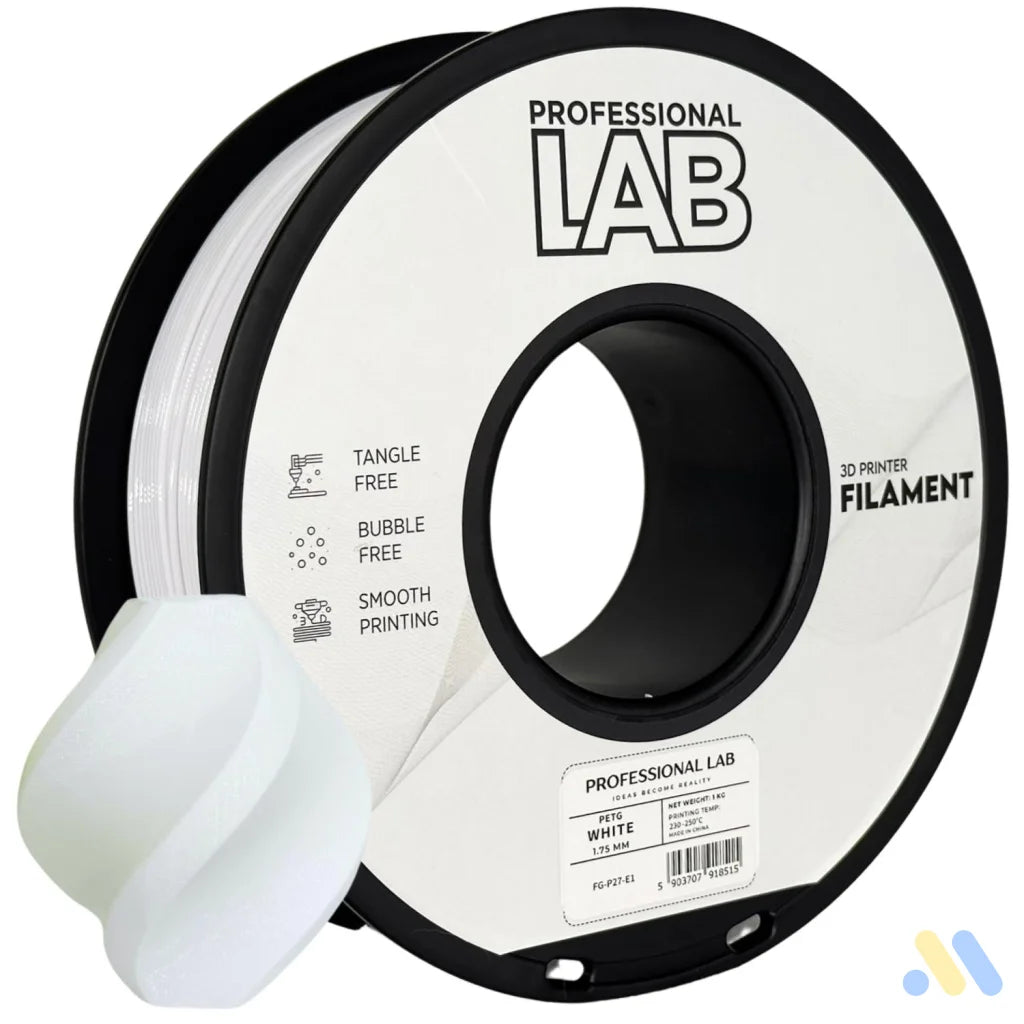 PETG combines the strength of ABS with the ease of PLA. It's slightly flexible, highly durable, and resistant to moisture and chemicals – great for functional and outdoor prints.
