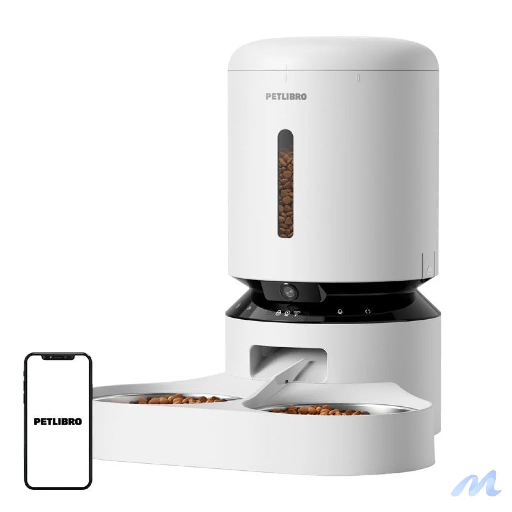 Petlibro Granary camera feed dispenser with double bowl, 5L (white)