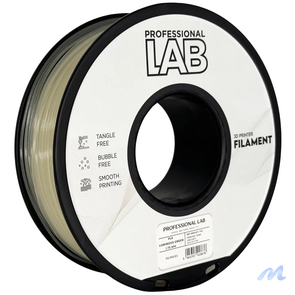 PLA Luminous is a glow-in-the-dark filament that absorbs light and emits it in the dark, perfect for decorative or artistic prints. It contains phosphorescent particles, so a hardened steel nozzle is recommended for long-term use.