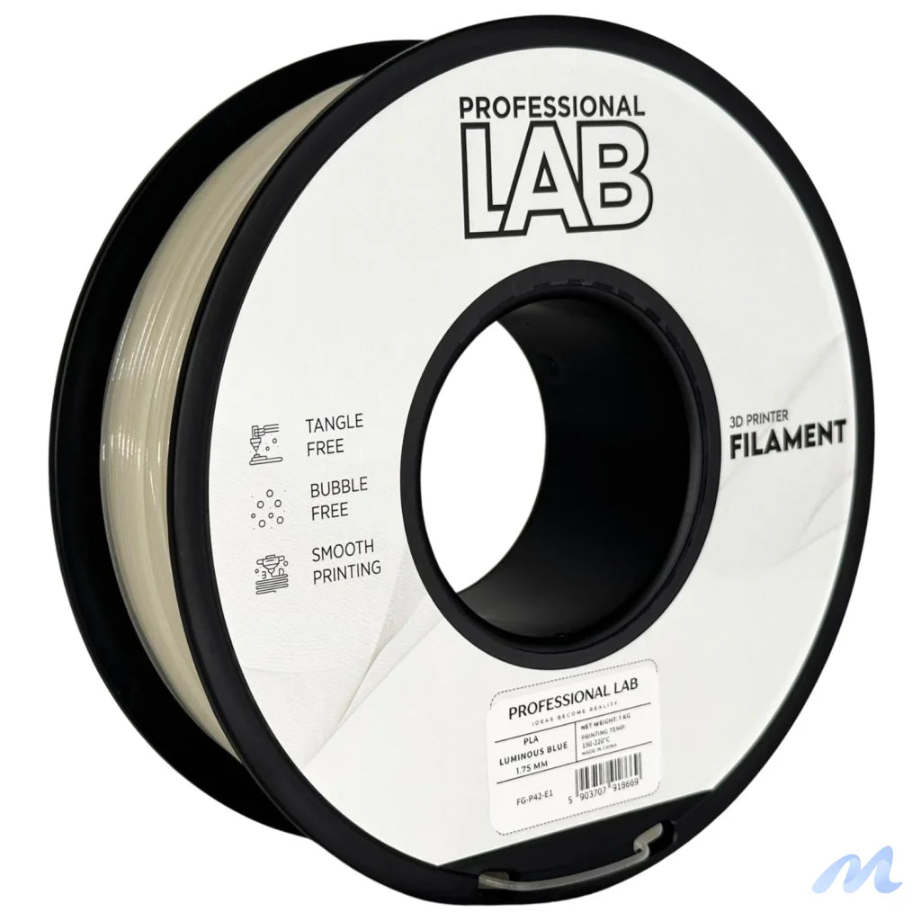 PLA Luminous is a glow-in-the-dark filament that absorbs light and emits it in the dark, perfect for decorative or artistic prints. It contains phosphorescent particles, so a hardened steel nozzle is recommended for long-term use.