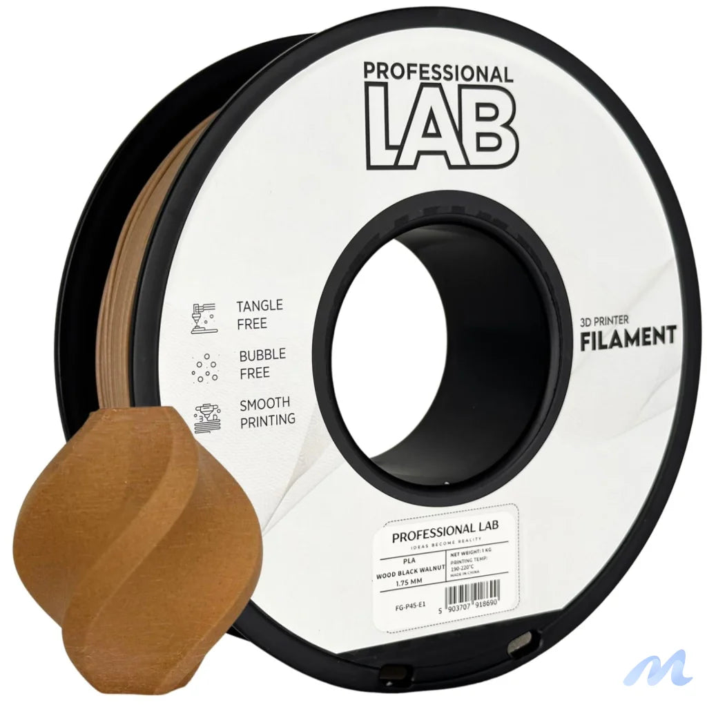 PLA Wood is a composite filament made from PLA mixed with fine wood fibers, offering a wood-like appearance, smell, and texture. Great for artistic, decorative, or prototype models. A larger nozzle (>=0.5 mm) is recommended to avoid clogging.