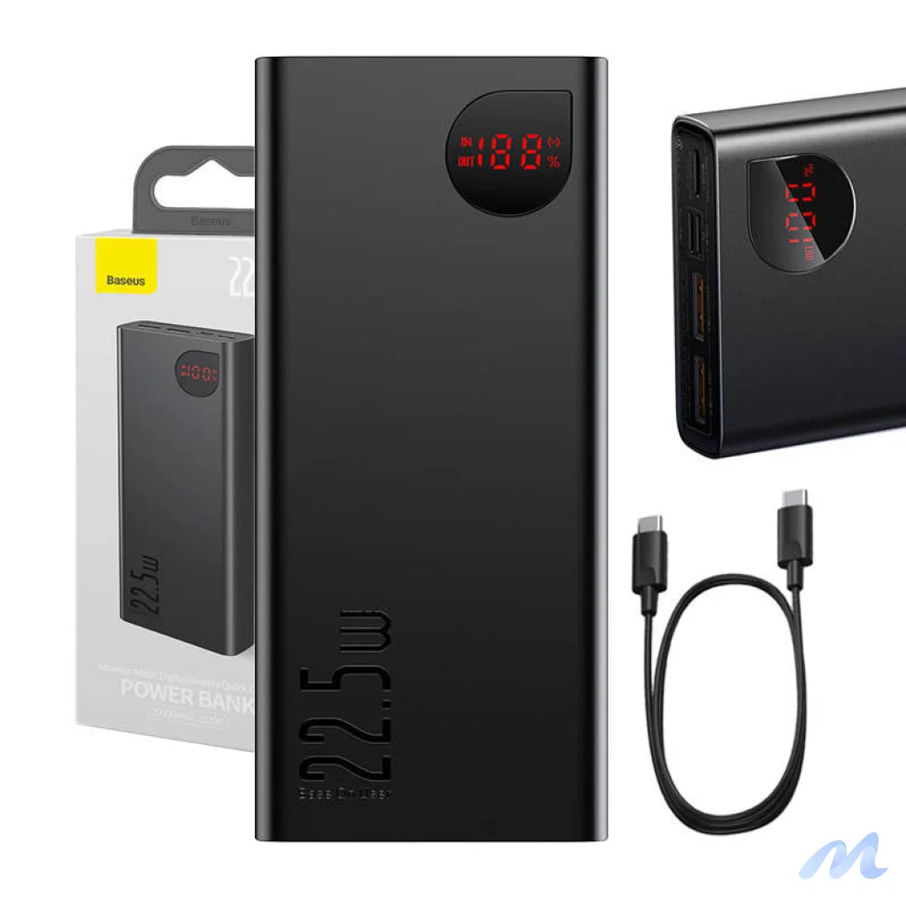 Powerbank Baseus Adaman Metal, 20000mAh, 2xUSB, USB-C, Lightning, microUSB 22.5W (black)