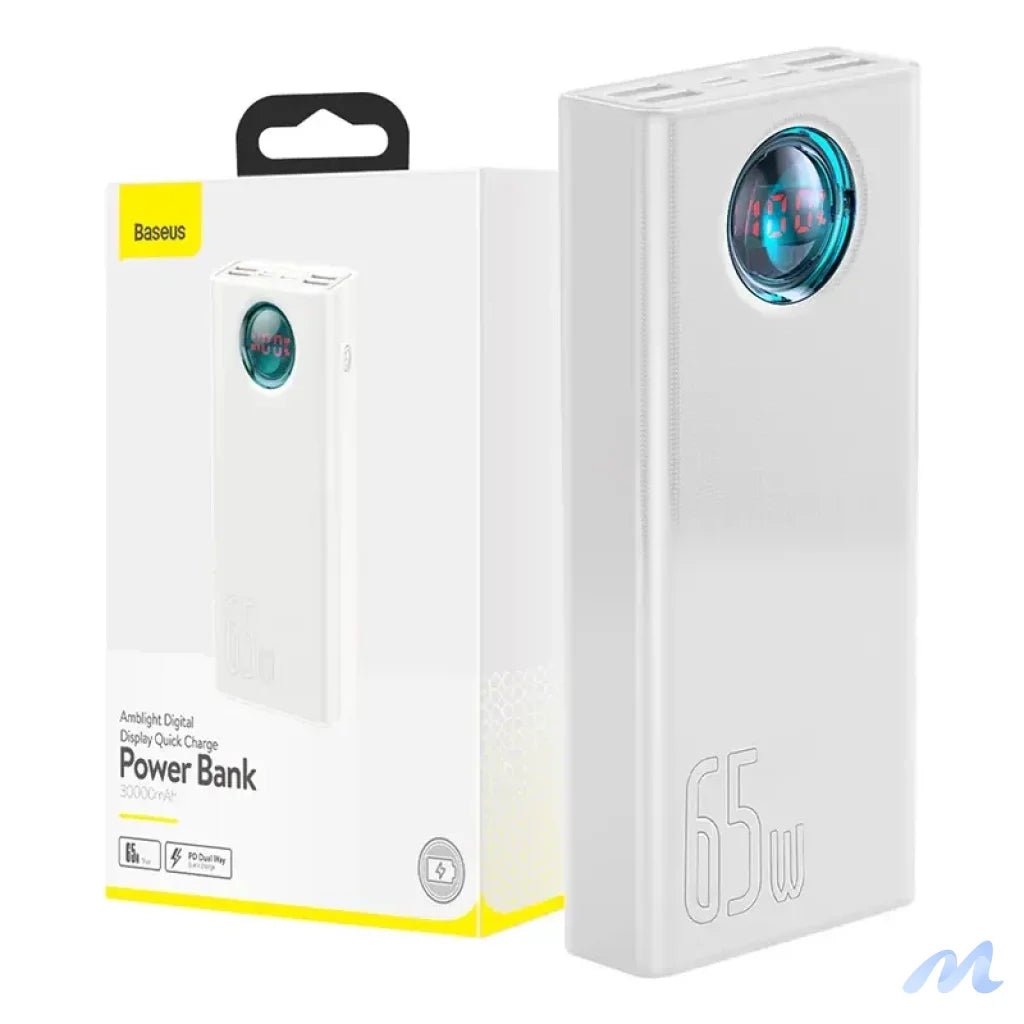 Powerbank Baseus Amblight 30000mAh, 4xUSB, USB-C, 65W (white)