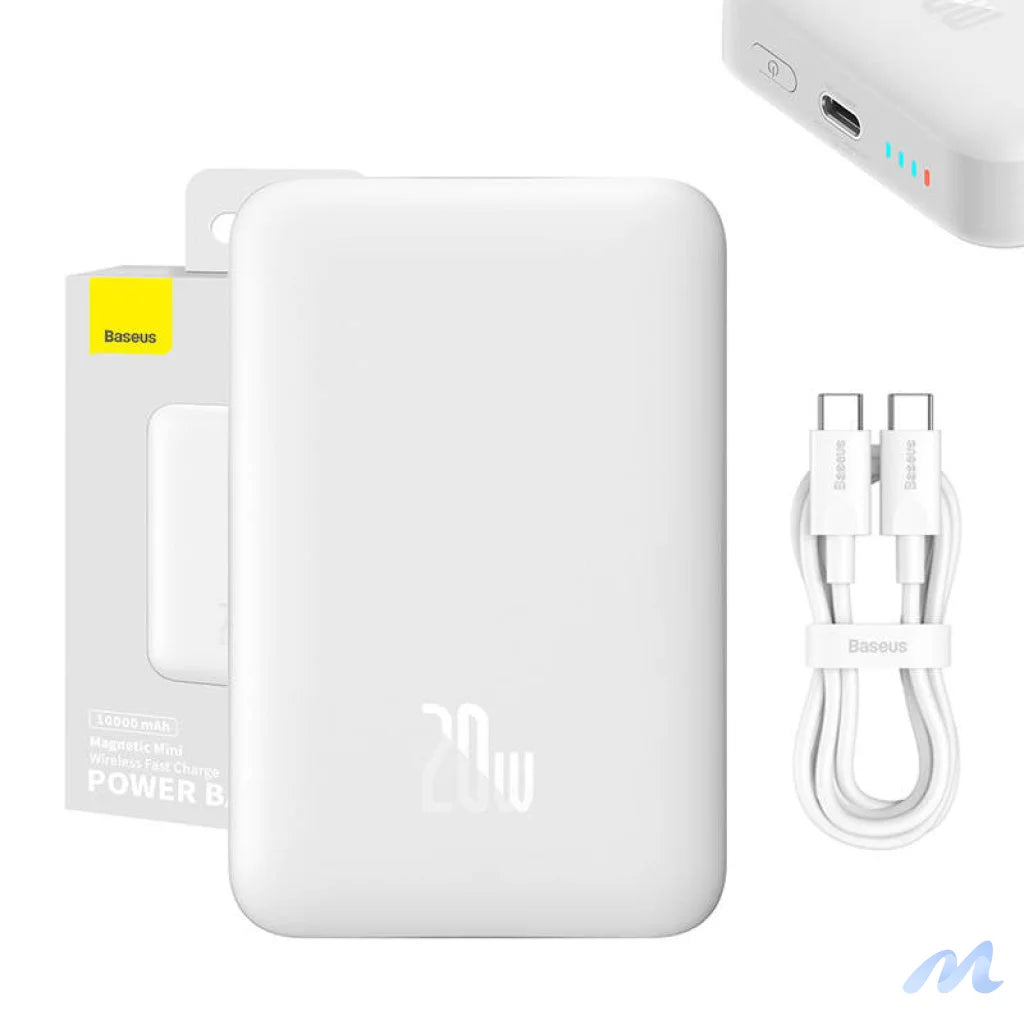Powerbank Baseus Magnetic, 10000mAh, USB-C 20W, MagSafe (white)