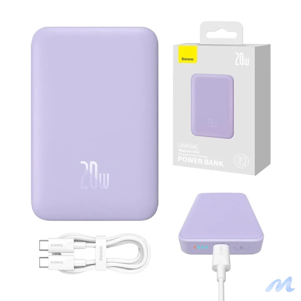 Powerbank Baseus Magnetic Mini 10000mAh, USB-C 20W MagSafe (purple)