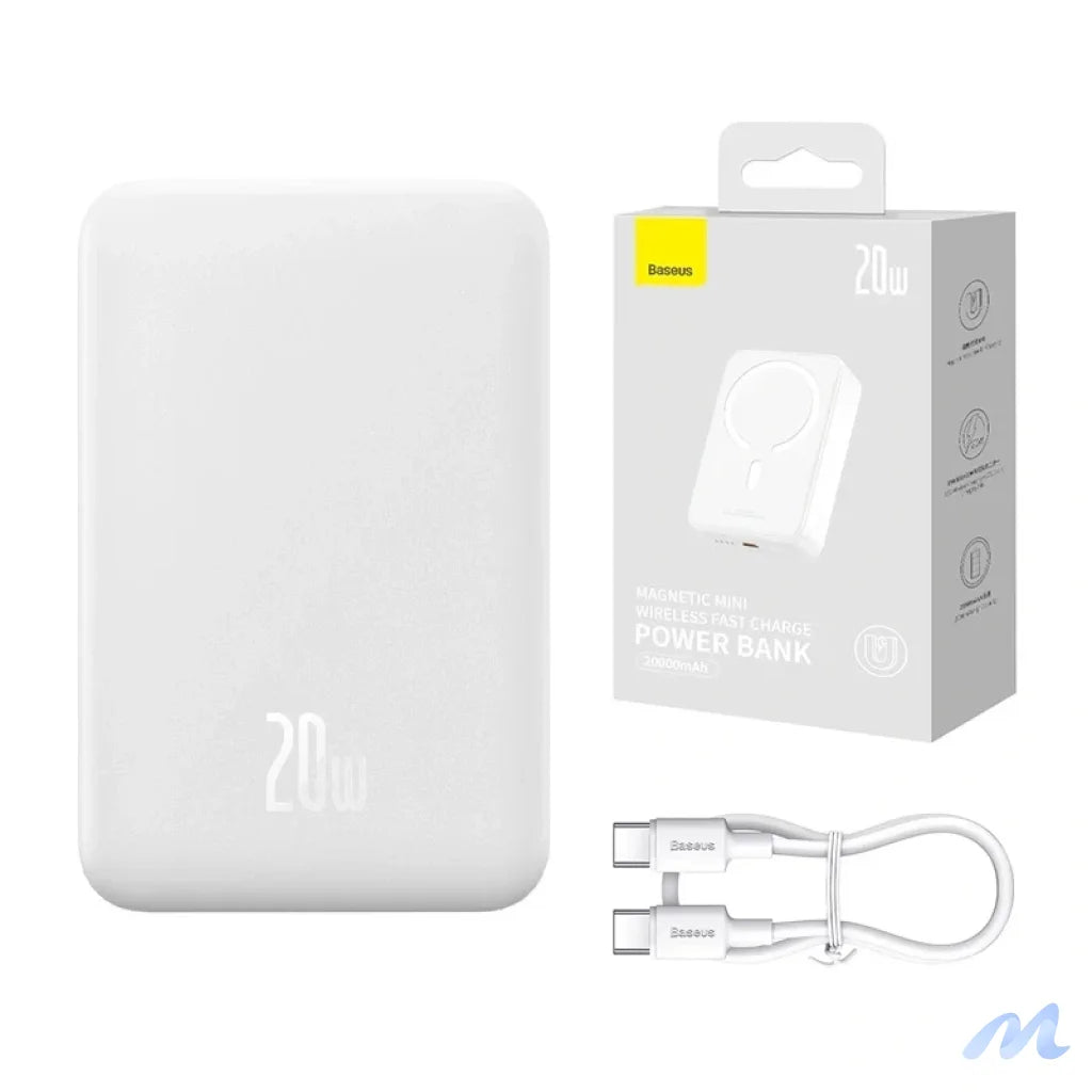 Powerbank Baseus Magnetic Mini 20000mAh, USB-C 20W MagSafe (white)