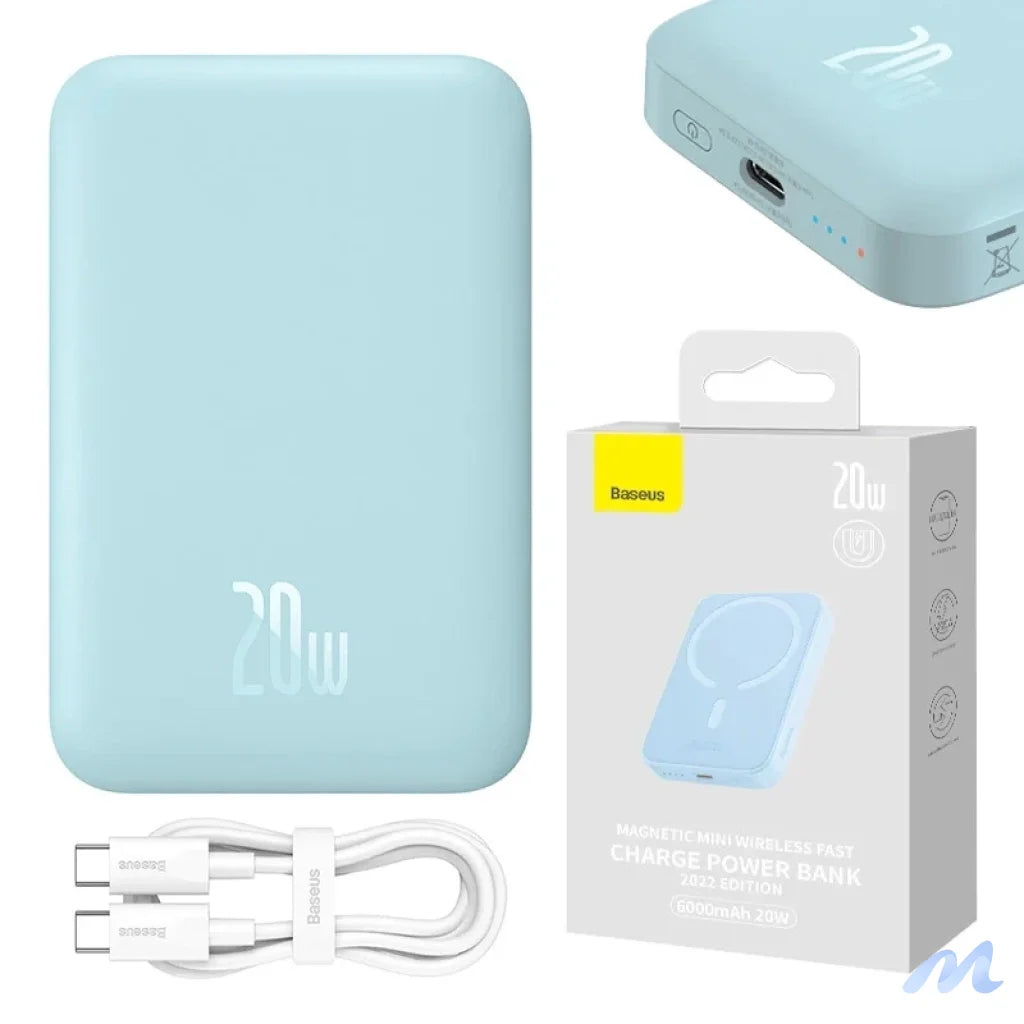 Powerbank Baseus Magnetic Mini 6000mAh, USB-C 20W MagSafe (blue)