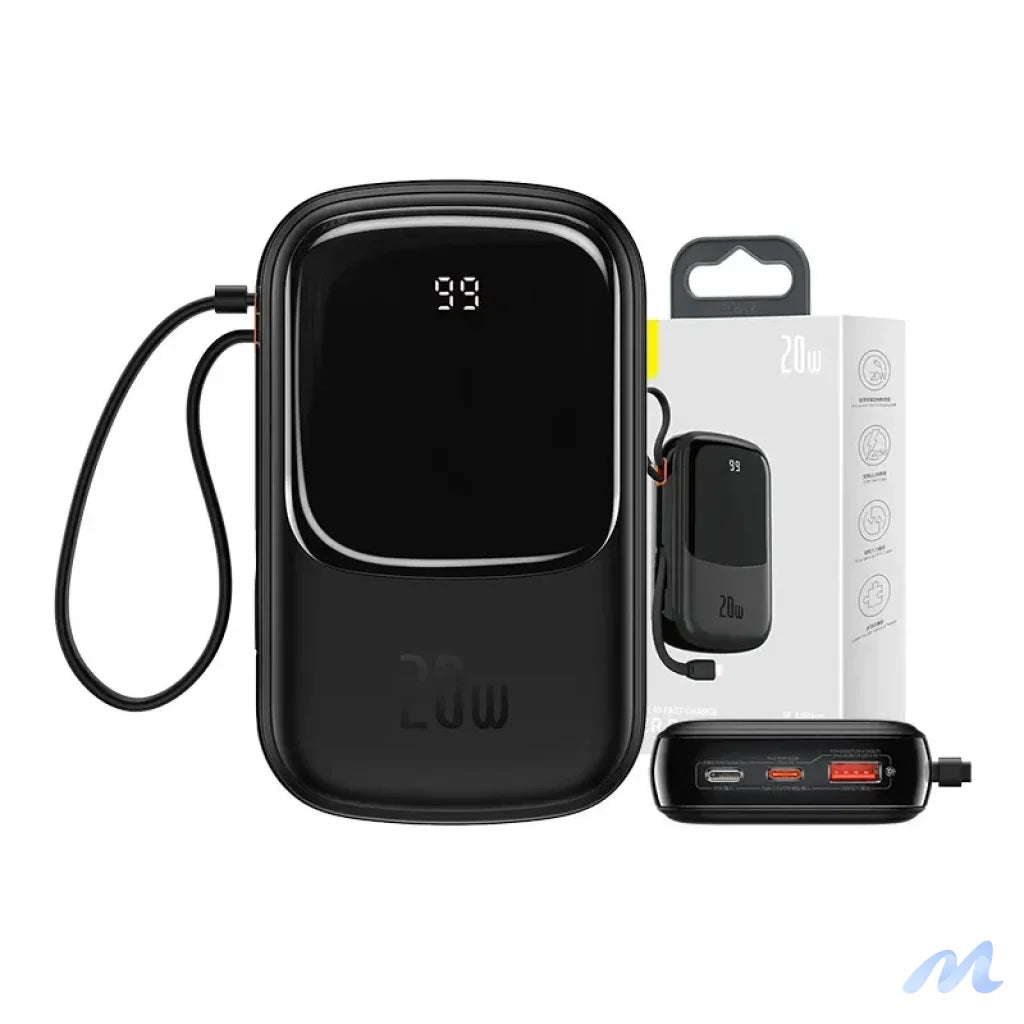 Powerbank Baseus Qpow PRO with Lightning cable, USB-C port and USB 20000mAh, 20W (Black)