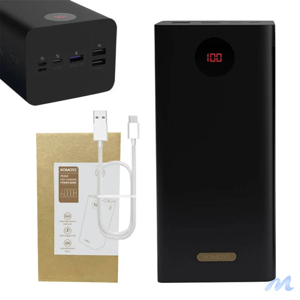 Powerbank Romoss PEA60 60000mAh, QC + PD, 22.5W (black)