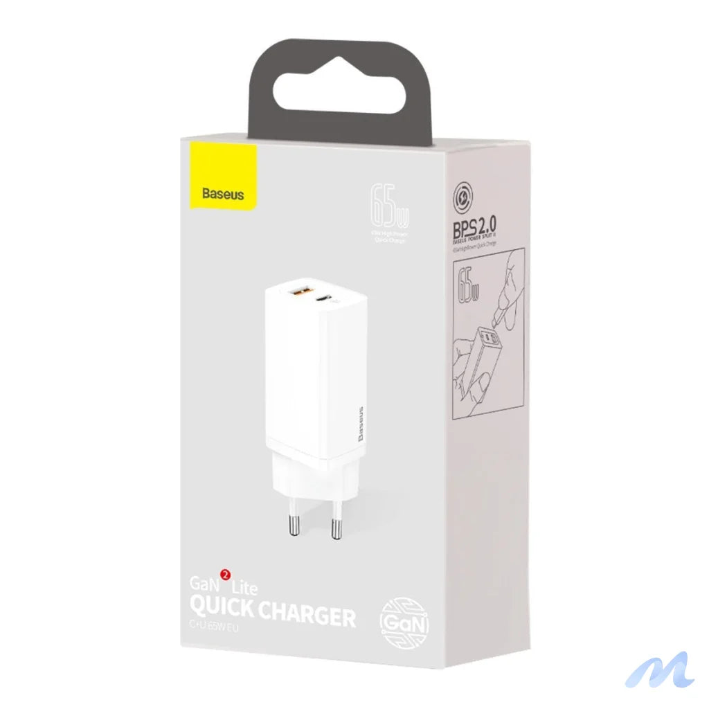 Quick Travel Charger Baseus GaN2 Lite USB+C 65W EU (white)