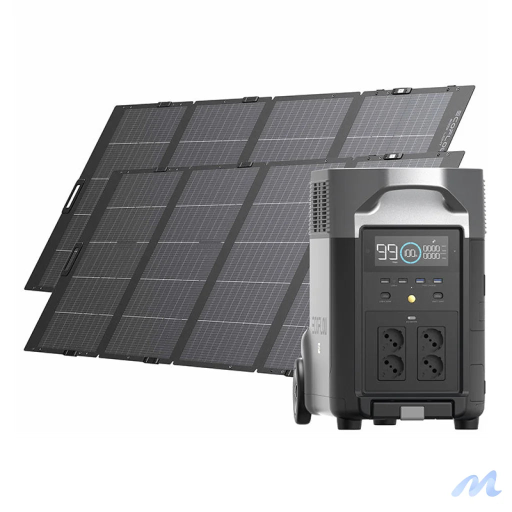 Set: EcoFlow Delta Pro power station + 2x 400W photovoltaic panel.