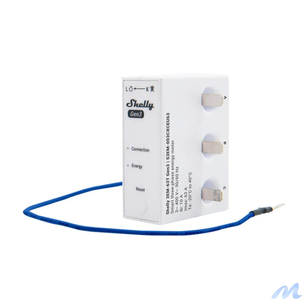 Shelly 3EM-63T Gen3 1/3-channel WiFi energy meter (flat terminal)