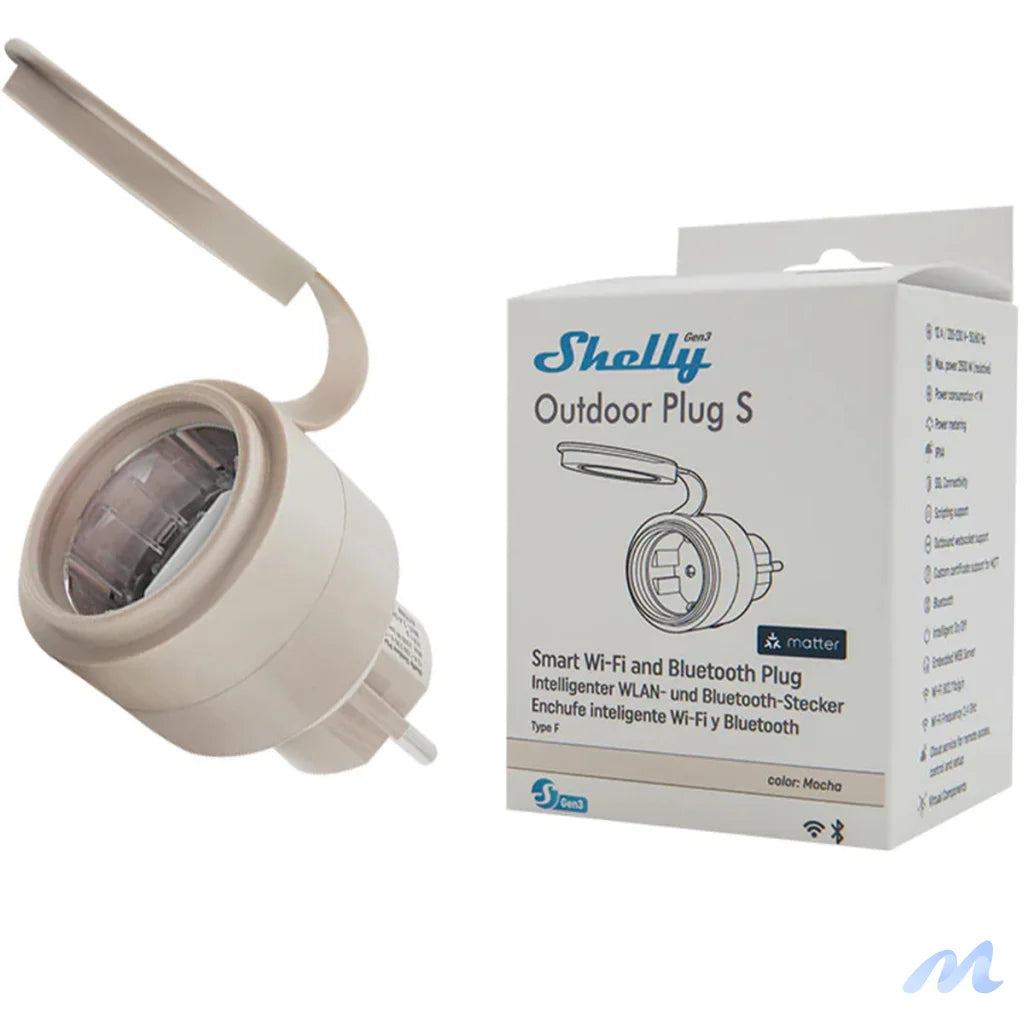 Shelly Plug S MTR Gen3 IP44 12A smart outdoor outlet