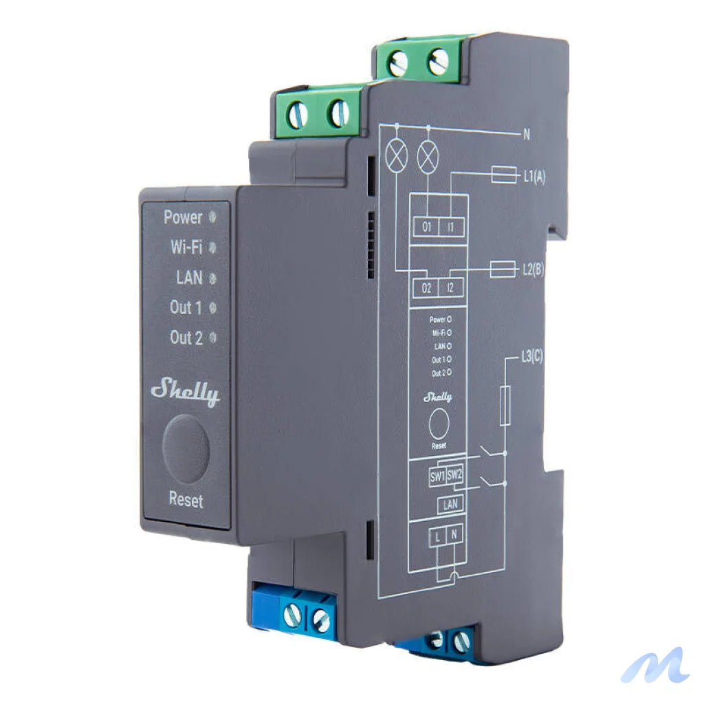 Shelly Pro 2 DIN Rail 2-channel Relay, WiFi/LAN