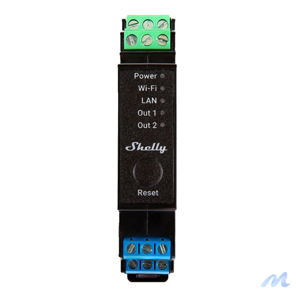 Shelly Pro 2PM DIN Rail 2-channel Relay, WiFi/LAN (Power measurement)