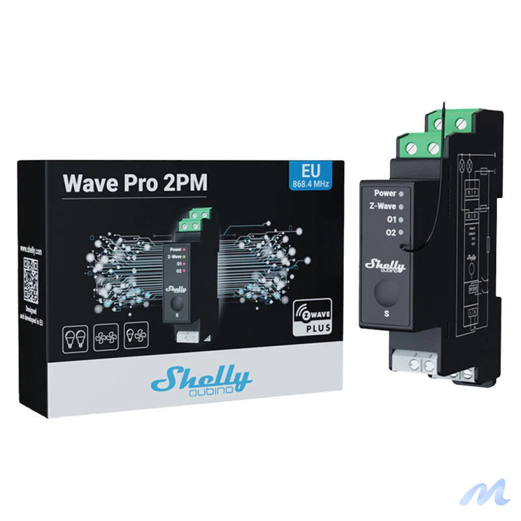 Shelly Qubino Pro 2PM DIN rail Relay, 2-channel, Z-Wave (Power measurement)