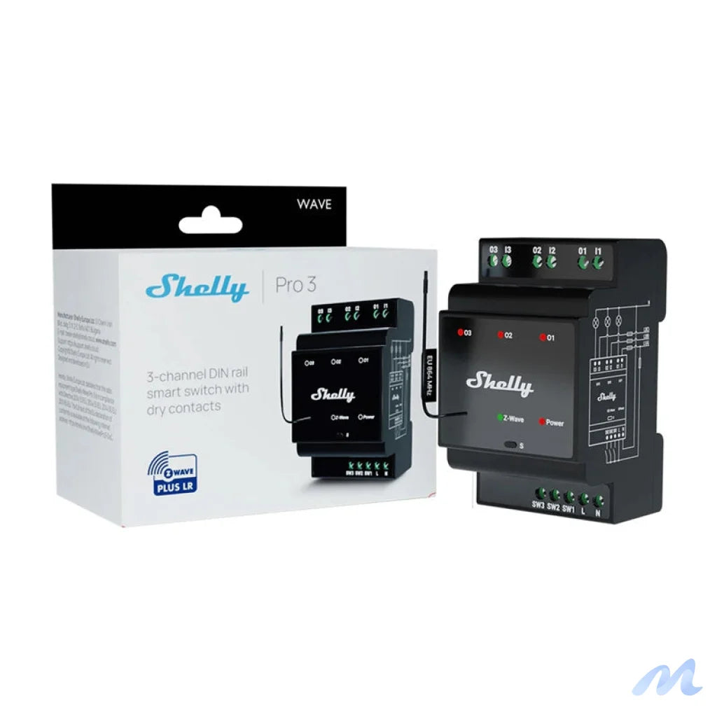 Shelly Qubino Wave Pro 3 Z-Wave 3 channel DIN rail relay