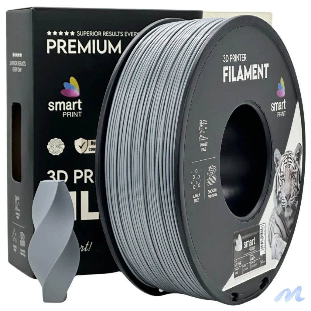 Smart Print ABS is a durable filament for functional parts. It contains special inhibitors to enhance strength and color. Requires a heated bed, enclosure, and good ventilation to reduce warping.