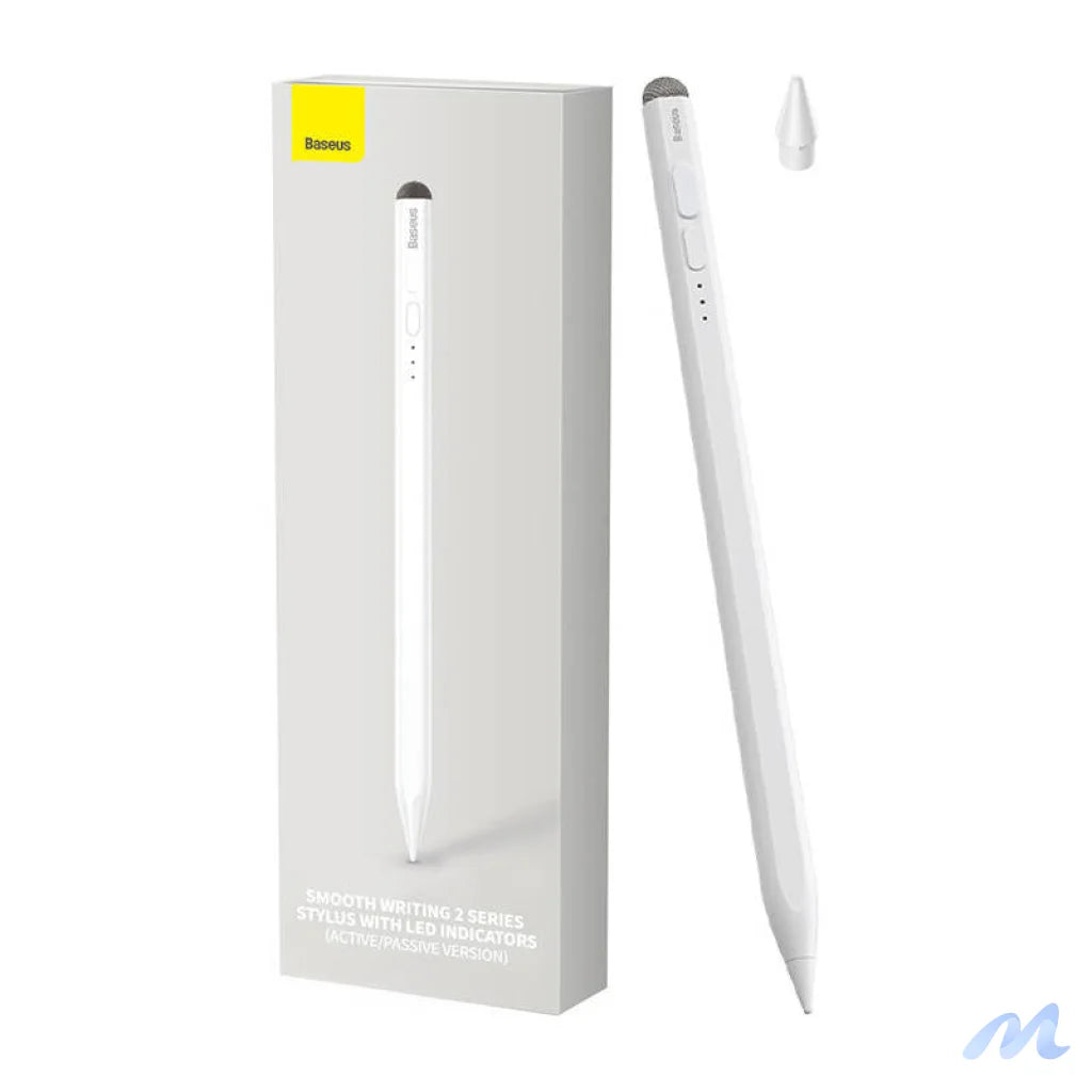 Smooth Writing Stylus with LED Indicators (Active+Passive) White