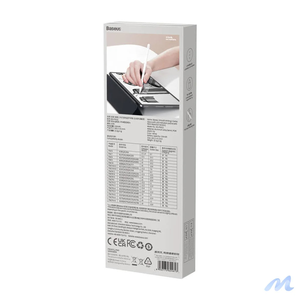 Smooth Writing Stylus with LED Indicators (Active) White