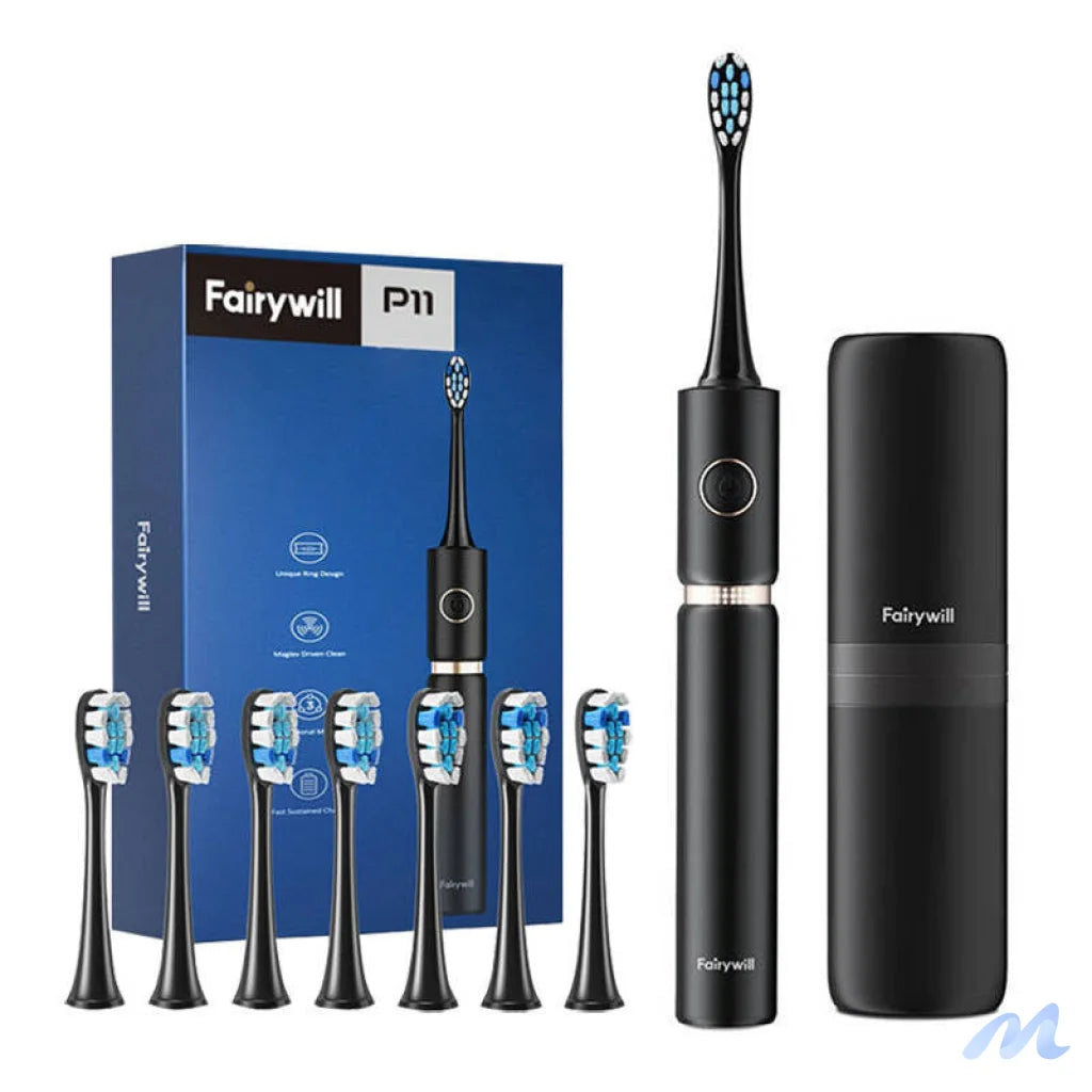Sonic toothbrush with head set and case FairyWill FW-P11 (Black)