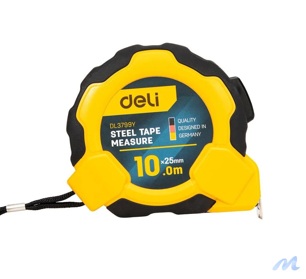 Steel Measuring Tape 10m/25mm Deli Tools EDL3799Y (yellow)