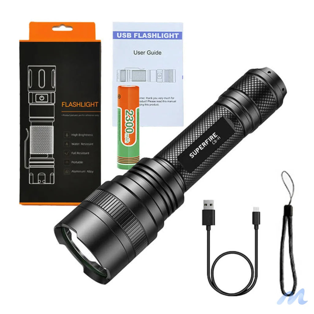 Superfire C8-H flashlight 1200 lm, USB, 250m, 5 modes