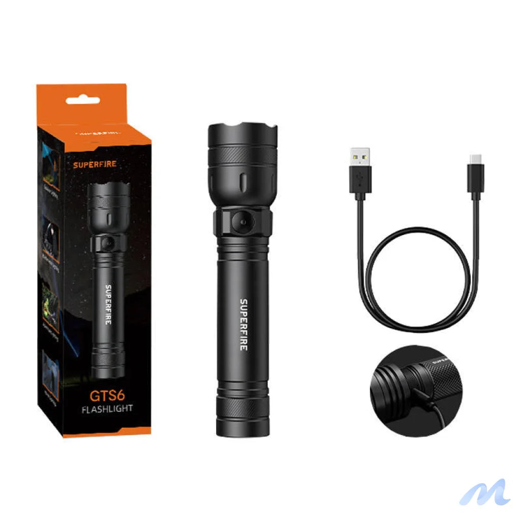 Superfire GTS6 flashlight, 360 lm, USB-C, 7W, 5 modes, 150m