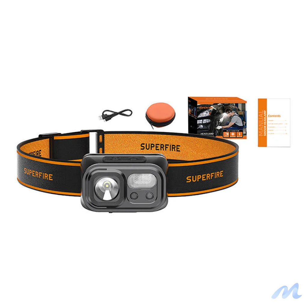 Superfire HL23-S headlamp flashlight, 350lm, USB-C