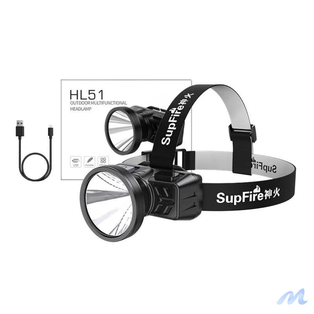 Superfire HL51 headlamp flashlight, 160 lm, micro-USB, 4 modes, 300 m