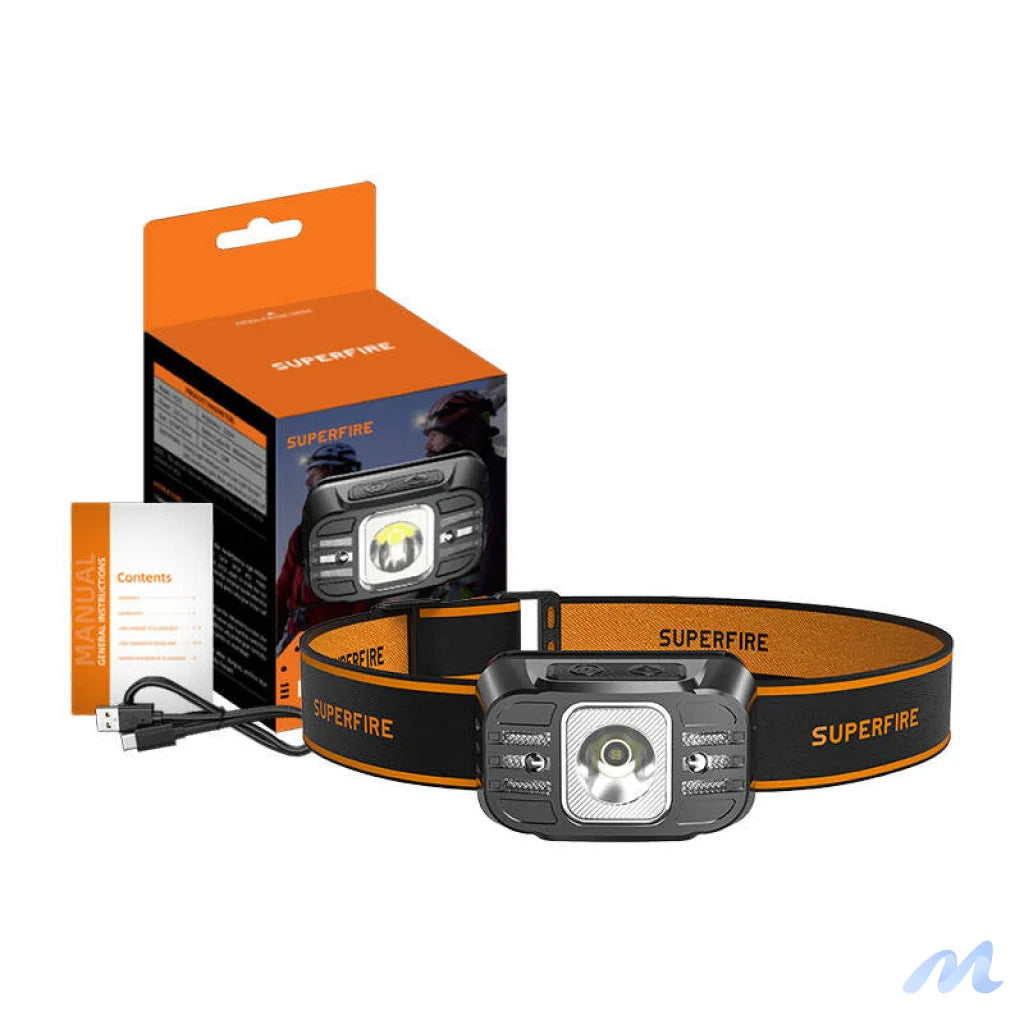 Superfire HL75-X headlamp, 220 lm, USB, 7 modes, 120 m