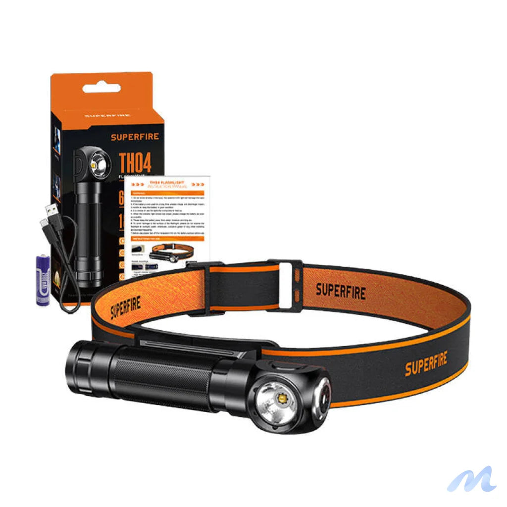 Superfire TH04 2-in-1 headlamp flashlight, 600 lm, USB-C, 5 modes, 150 m