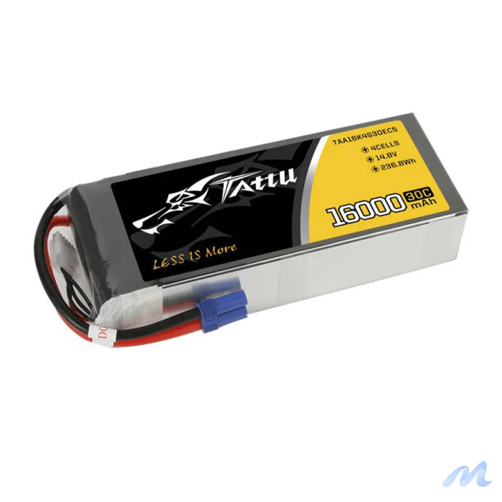 Tattu 16000mAh 14.8V 30C 4S1P Lipo Battery Pack with EC5