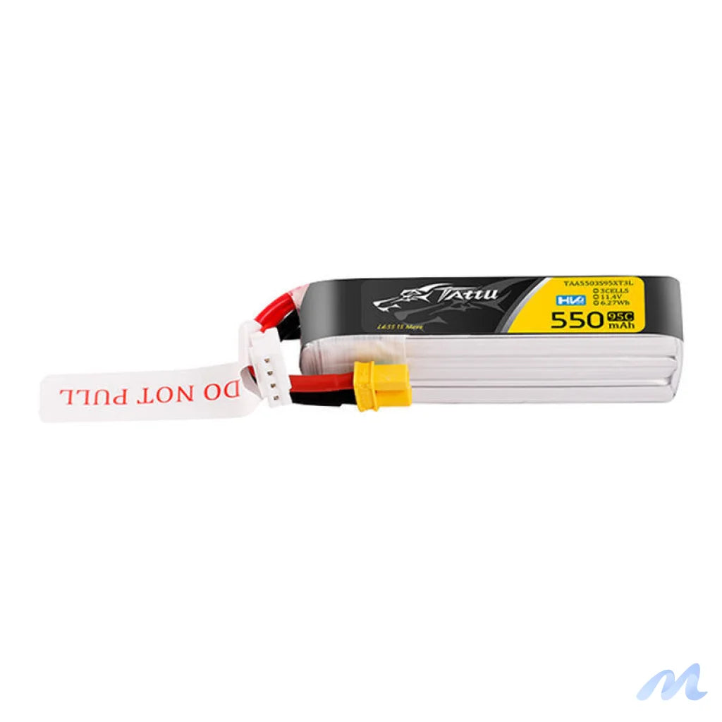 Tattu 3s 550mAh 95C 11.4V HV Lipo Battery with XT30 Plug Long-Pack Connector