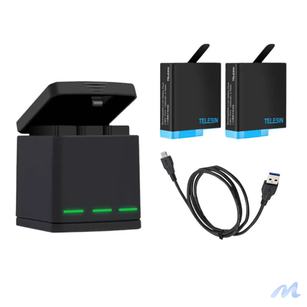 Telesin Box three-channel charger for GoPro Hero 5/6/7/8 + 2 batteries (GP-BNC-801)