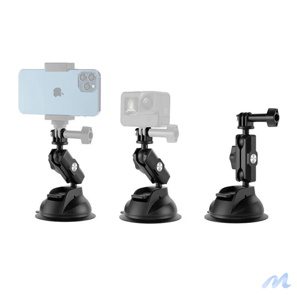 TELESIN Universal Suction Cup Holder with phone holder and action camera mounting TE-SUC-012