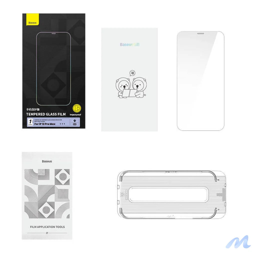 Tempered Glass Baseus 0.4mm Iphone 12 Pro MAX + cleaning kit
