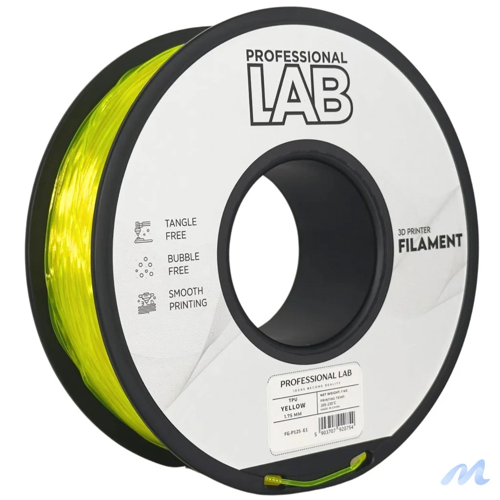 TPU is a flexible and wear-resistant filament, suitable for printing rubber-like parts such as seals, gaskets, cases, or flexible mounts. Requires low print speed and proper filament guidance.