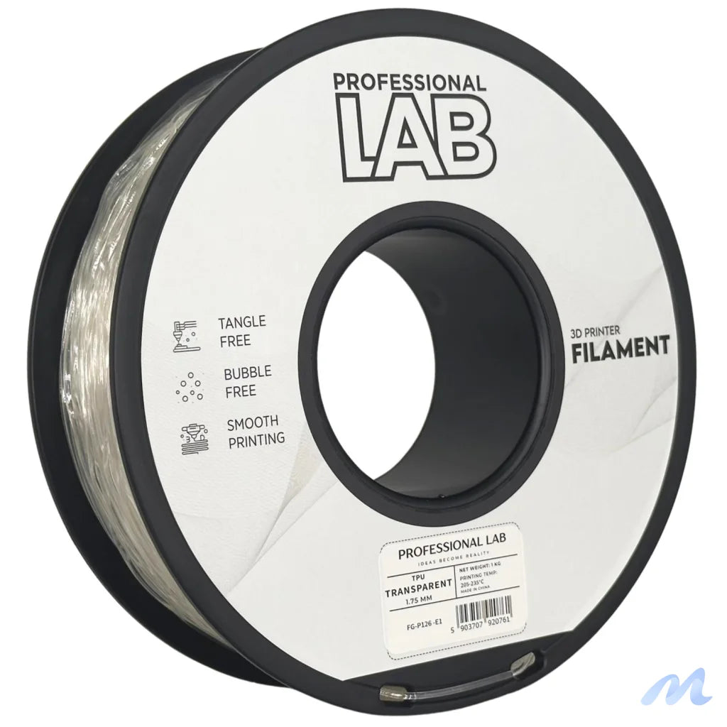 TPU is a flexible and wear-resistant filament, suitable for printing rubber-like parts such as seals, gaskets, cases, or flexible mounts. Requires low print speed and proper filament guidance.